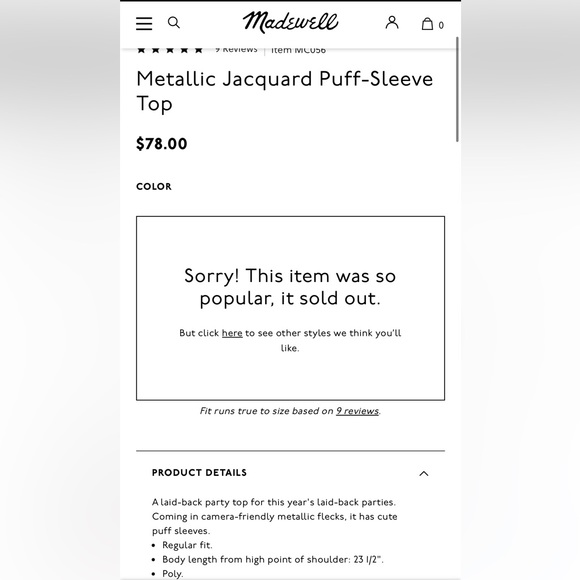 Madewell Metallic Jacquard Puff Sleeve Top - Picture 6 of 16